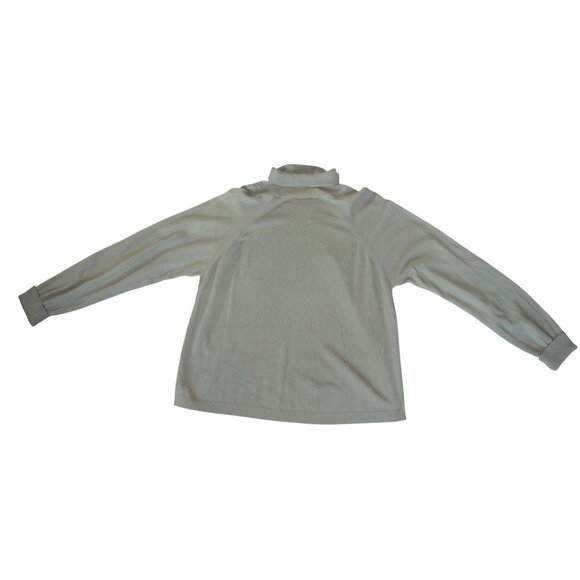 Vintage Talbots Gray Green Turtle Neck Sweater Womens Large 100% Cotton Neutral - Picture 6 of 8
